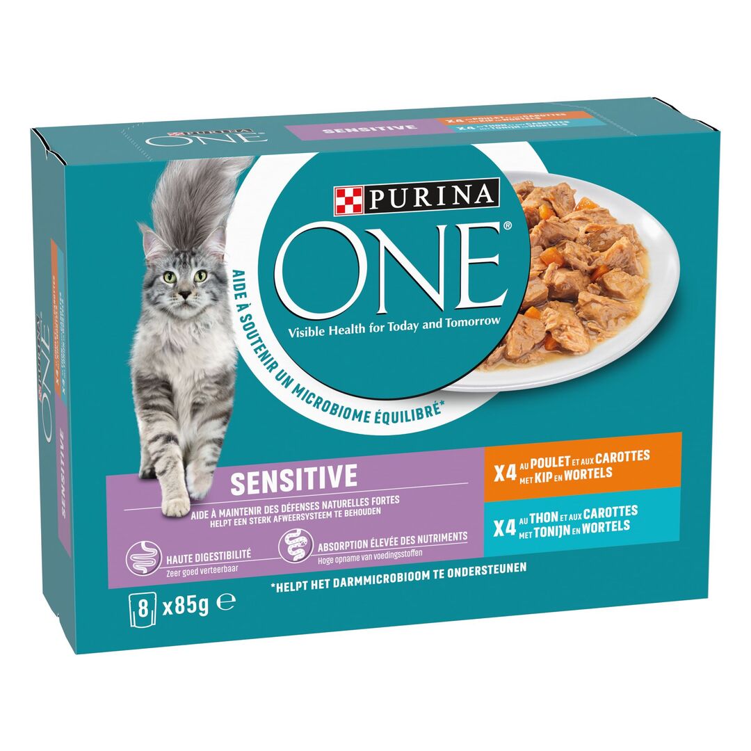 Sachets fraicheur chat sensible poulet ou thon Purina ONE